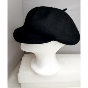 Banana Republic Newsboy Cap Lambs Wool Black Womens One Size Bib French Tam